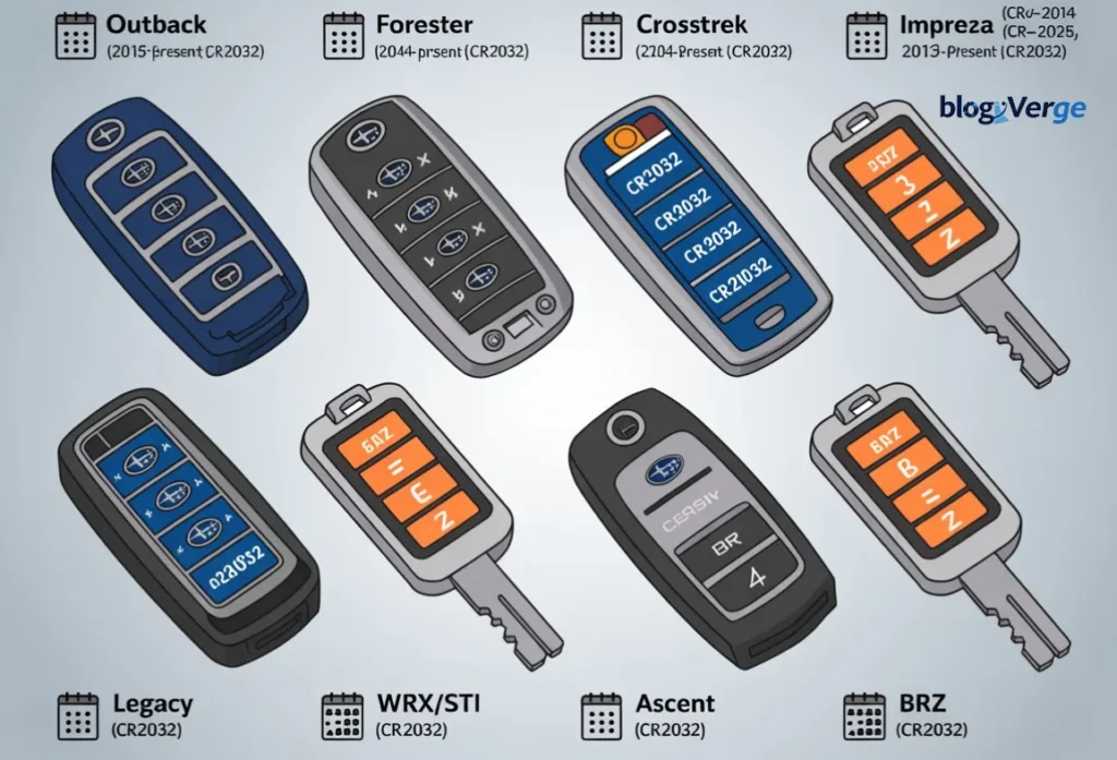 Subaru Model-Wise Key Fob Battery Compatibility